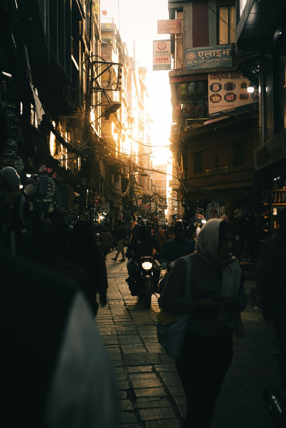 street scene at dusk